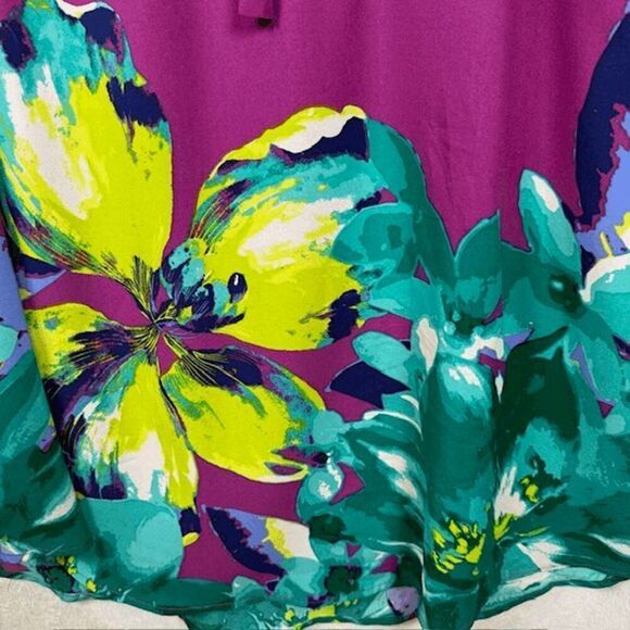 NWT Lane Bryant Sleeveless Dress Purple Floral Drawstring Waist Size 18 / 20 - Picture 3 of 12